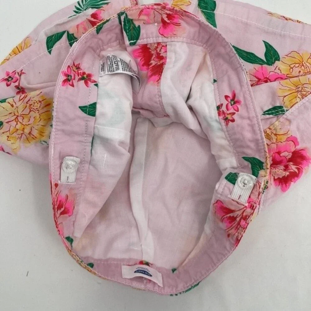 Old Navy Printed Chino Pink Green Floral Adjustable Waist Shorts Girls 16